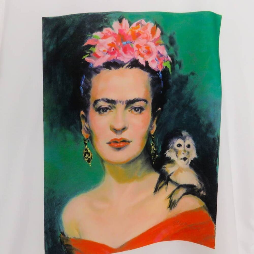 Urban Outfitters Frida Kahlo White Graphic Crewneck T-Shirt Women's Small - Picture 5 of 8